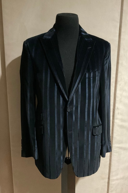 RICK PALLACK SPORT JACKET / 40 REGULAR – LONG / NEW / VELVET /BLACK BLUE STRIPE
