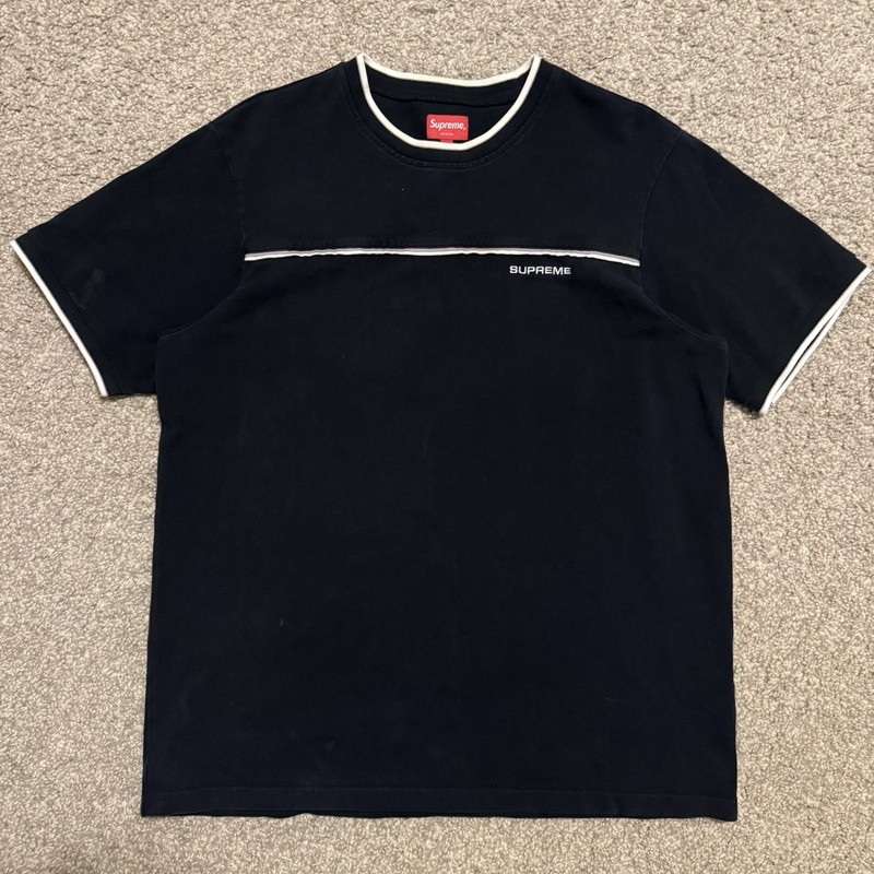 Supreme Contrast Yoke Pique Top Black Size Large