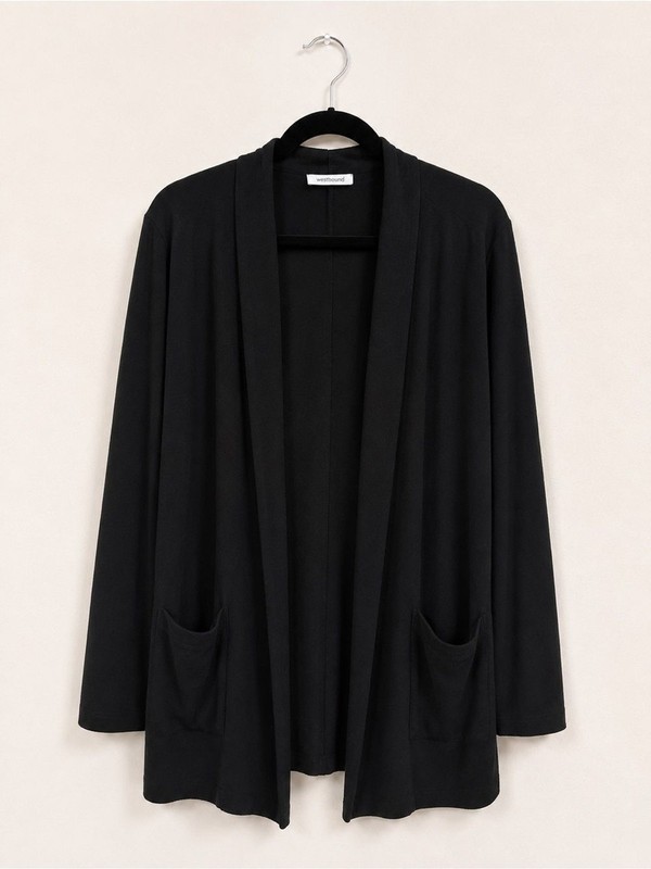 Zenana Black Open-Front Cardigan