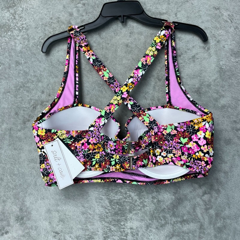 Salt & Cove Women's Plus 20/22 Floral Crisscross Back Bikini Top e1392 gallery