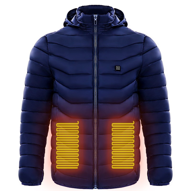 Men Heated Puffer Jacket Electric Heating Insulated Coat Hood Windbreaker 9 Zone