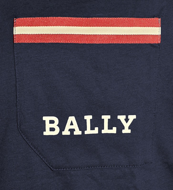 Bally 6233731 Men's Navy Blue 100% Cotton Pocket T-Shirt MSRP $300 gallery