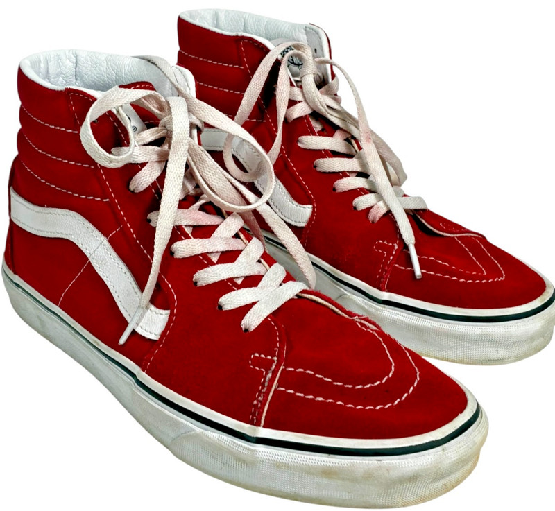 Vans Sk8-Hi Racing Red/White Suede and Canvas Sneakers VN0A4BV6JV6 M9.5/W11