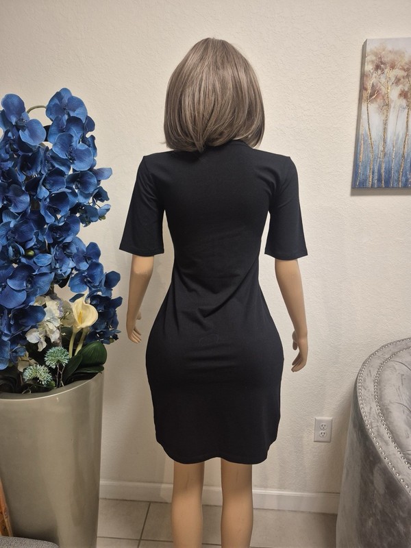 Old Navy Black Bodycon Dress Women’s Size M Short Sleeve Stretch Mini Dress gallery