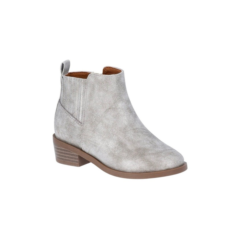 NWT Wonder Nation Girl Metallic Taupe Ankle Bootie Chelsea Side Zip Shoe Boot 1