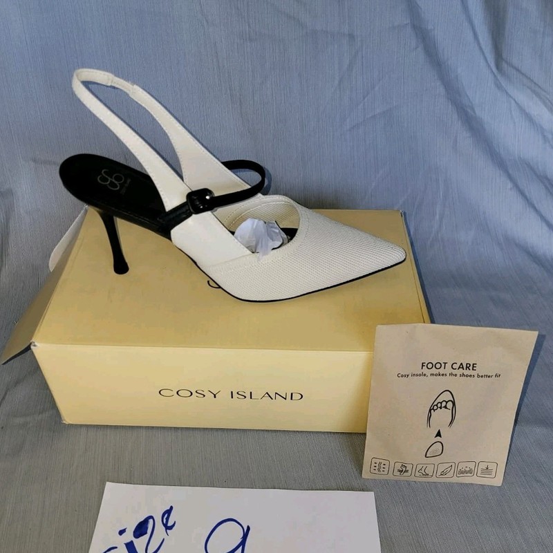 Cosy Island Women’s Black/White Fly Woven Pointed Toe Slingback US 9 NIB