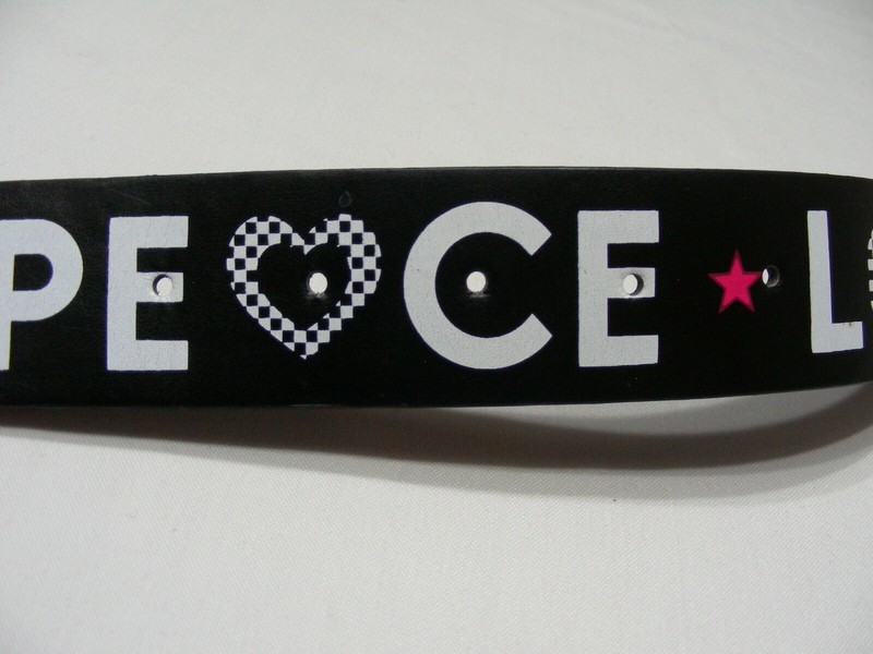 LOVE * PEACE - Genuine Leather - Large 38-40 Size 1 1/2 Inch Belt! gallery