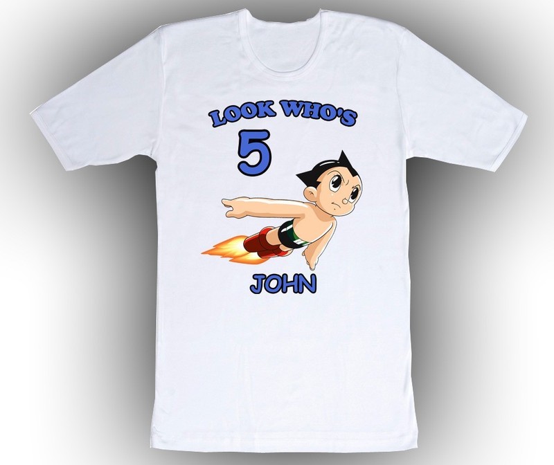 Personalized Custom Astro Boy Birthday Shirt Gift in 4 different shirt colors
