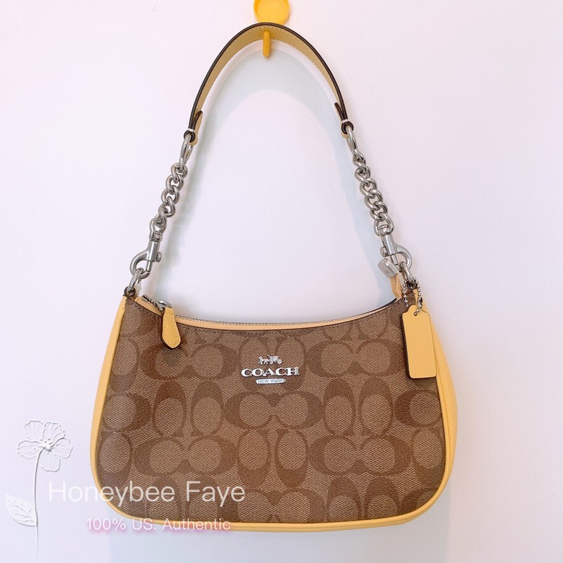NWT Coach Teri Shoulder Bag In Signature Canvas (Retro Yellow) CA548