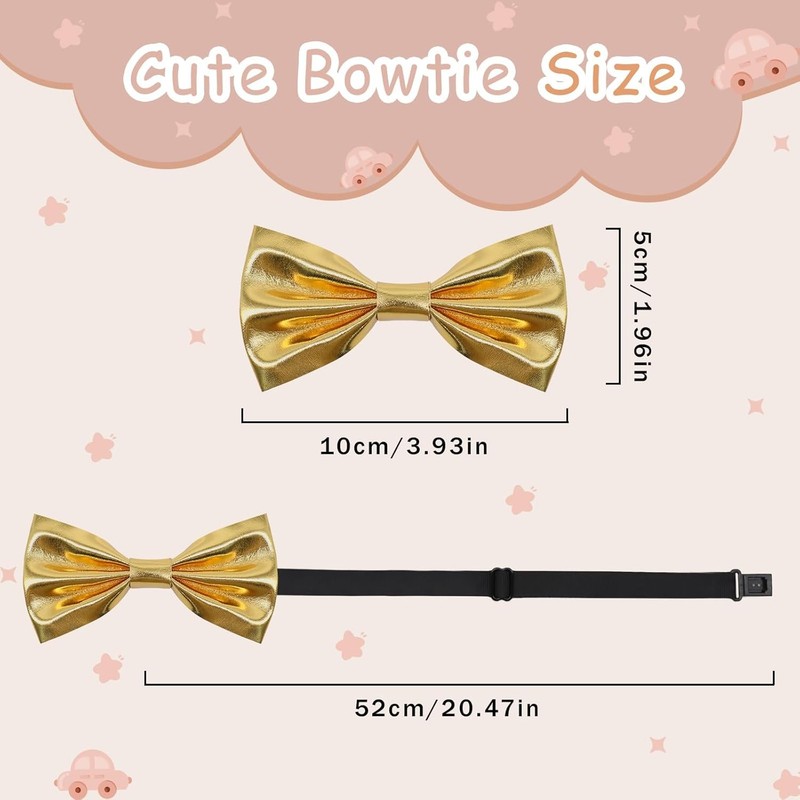 PU Leather Kids Bow Tie, Adjusatble Pre-tied Bow Ties for Boys Clip on Girl's Bo gallery