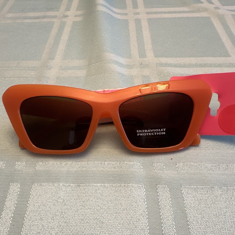 Women’s Oversized Cat Eye Sunglasses Orange Plastic Frame Brown Tinted UV 115mm