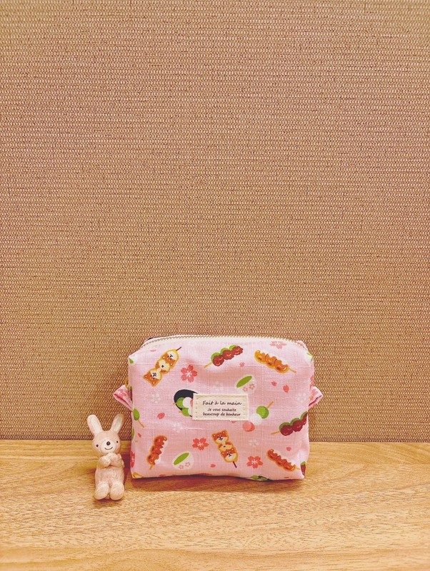 Shiba Inu Zipper Pouch – Handmade Cotton Dango Sakura Small Bag Made in Japan