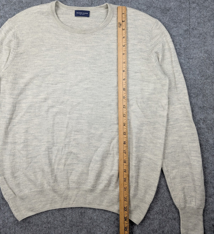 Proper Cloth Sweater Mens Large Silk Merino Wool Quiet Luxury Lightweight Gray gallery