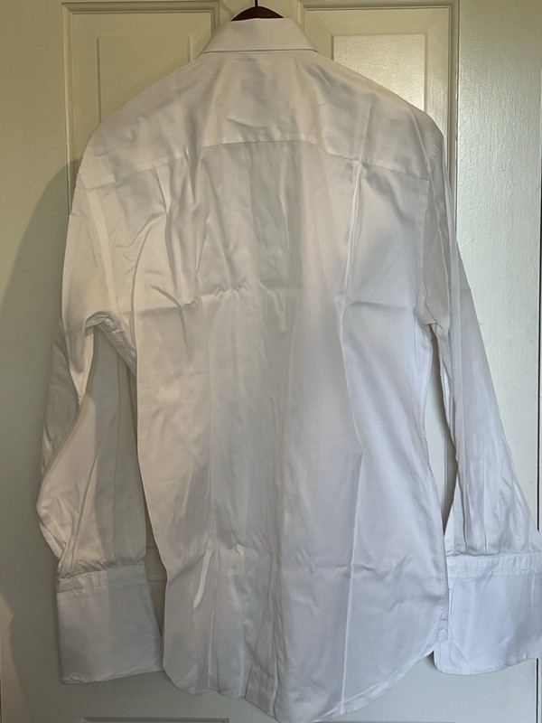 Ermenegildo Zegna Men's White Solid Non-Iron French Cuff Dress Shirt 38/15 gallery