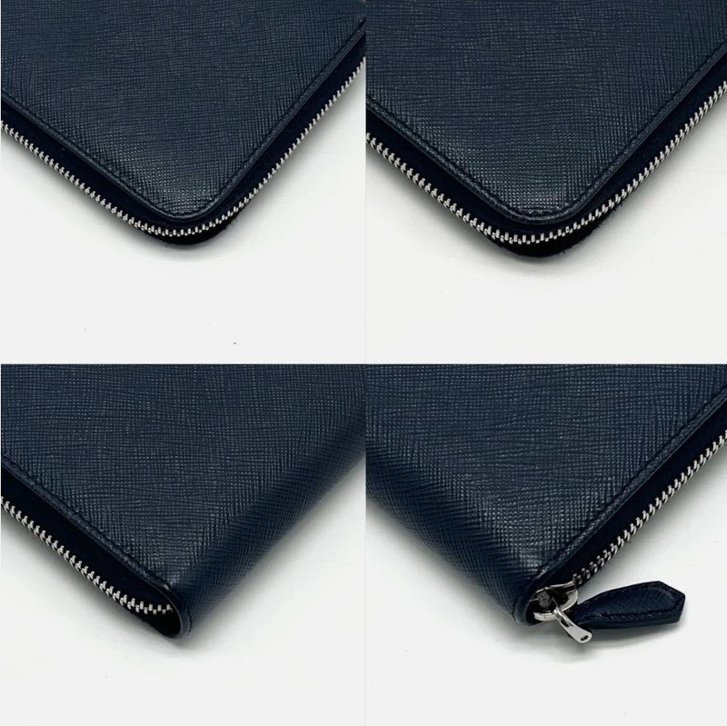 AUTHENTIC PRADA SAFFIANO LEATHER LONG ZIP AROUND WALLET BLACK gallery