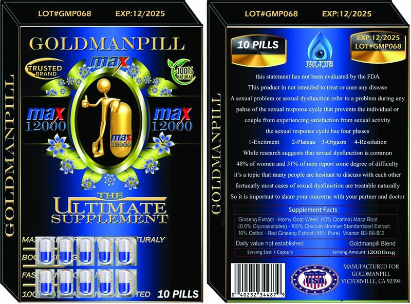 100% Original gold man blue 12000/ a pack of 10 count buy 4 get 1 free