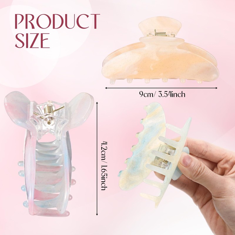 Yuxung 12 Pcs Large Acrylic Hair Claw Clips 1 Count (Pack of 12), Colorful gallery