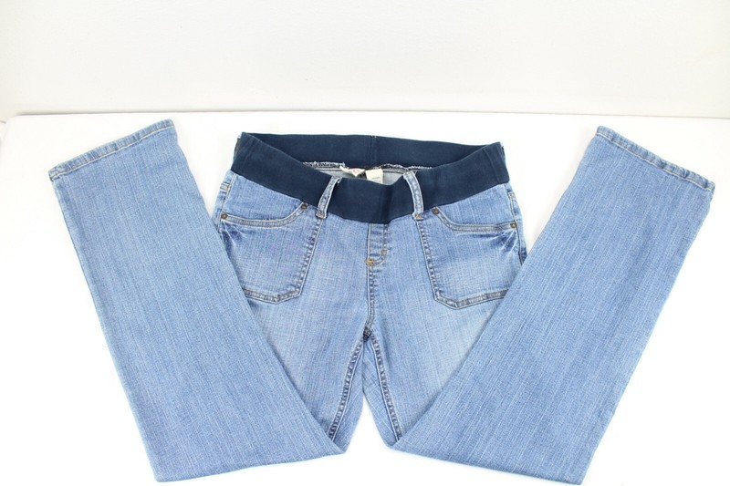 Womens Attitude Unknown Maternity Jeans Denim Blue Sz Medium Light Wash Straight