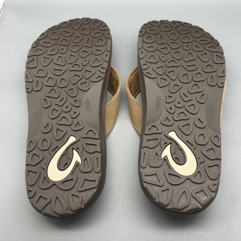 Olukai Ohana Mens Size 17 Thong Flip Flops Tan Dark Java Sandals Slip On gallery