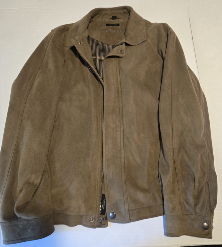Claiborne Men’s Brown Full Zip Jacket Button Front Lined 42R