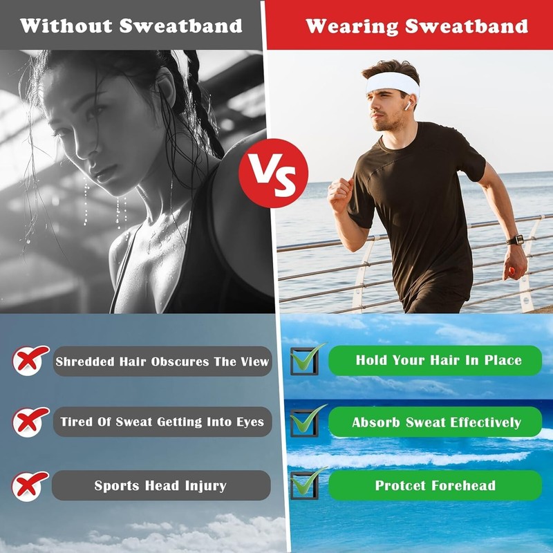 6pack Sports Headband Yoga Gym Sweatband Women Men Hair Bands Head Sweat Band gallery