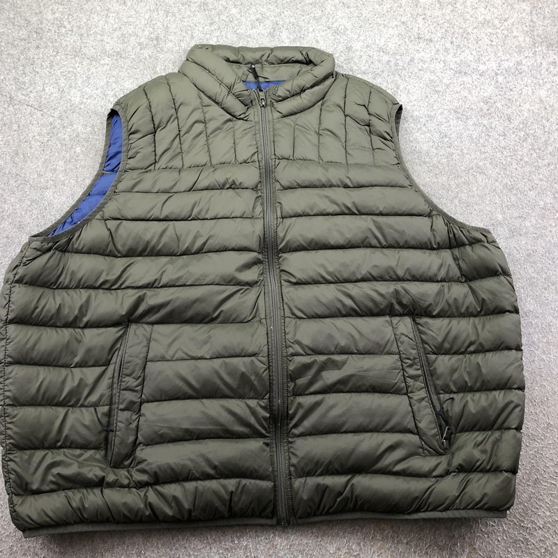Solaris Vest Mens Big 3X Green Down Quilted Full Zip Puffer Outdoor Insulated