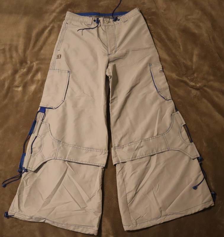 VTG CAFFEINE 30×32 Pants Rave Skate Wide Baggy 90s Y2K Dance Gray Rare