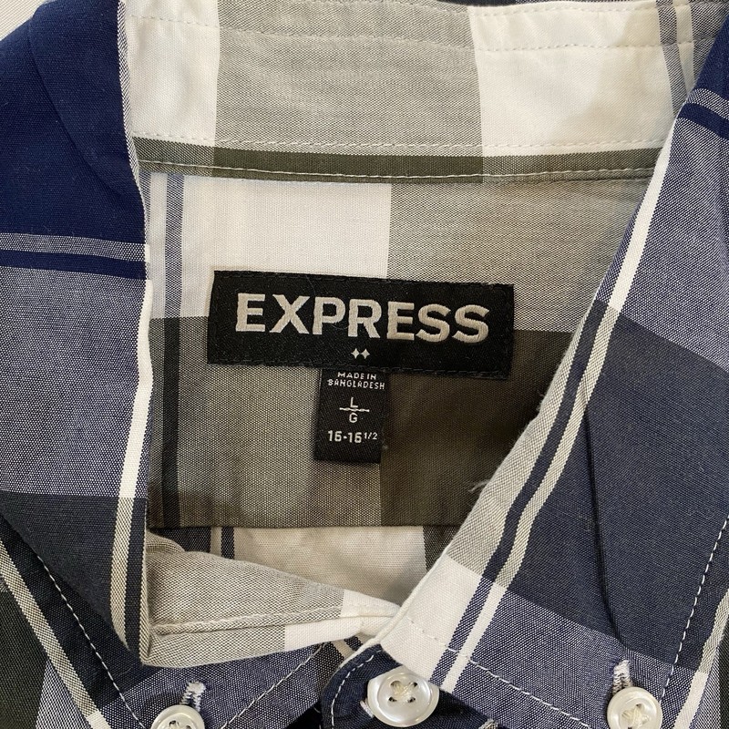 Express Modern Fit Men’s Plaid Long Sleeve Button-Down Cotton Shirt L gallery