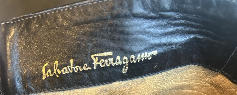 Women's Salvatore Ferragamo Zip Up Knee High Boots Shoes Size 7 AAA Black gallery