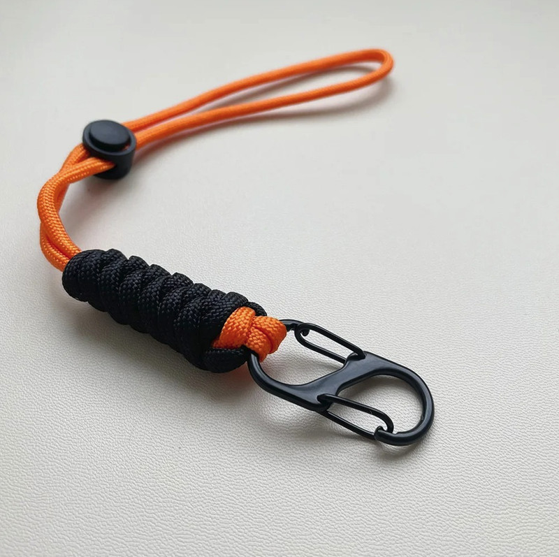 2pcs Handwoven Umbrella Rope Keychain Wrist Strap Zinc Alloy Buckle – NEW
