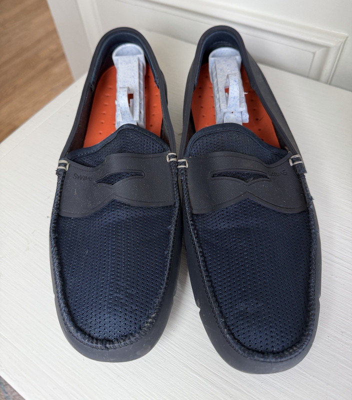 SWIMS Navy/Orange Mesh Water Ready Penny Loafers Men’s US 10
