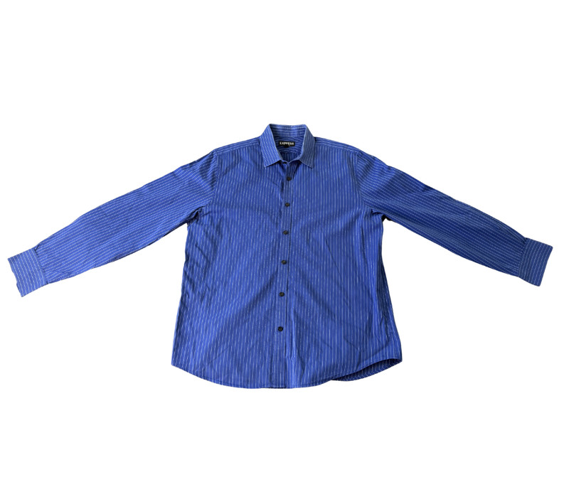 Express Design Studio Dress Shirt Mens Size Large Blue Modern Fit