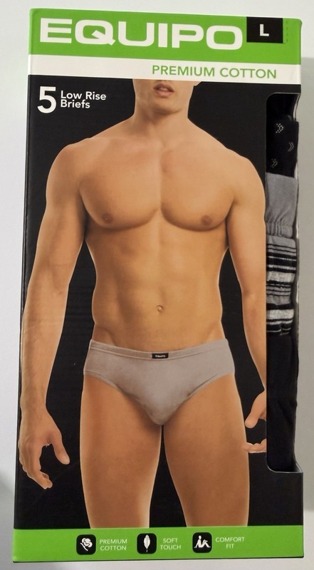 Equipo Men’s 5-Pack Low Rise Briefs Size Large