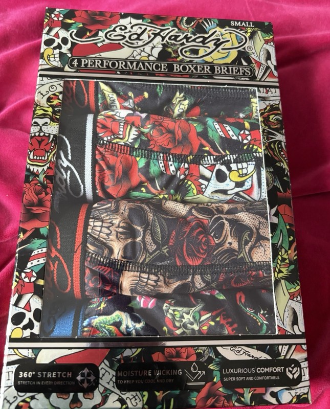 Ed Hardy 4 Pack Multi Design Boxer Briefs