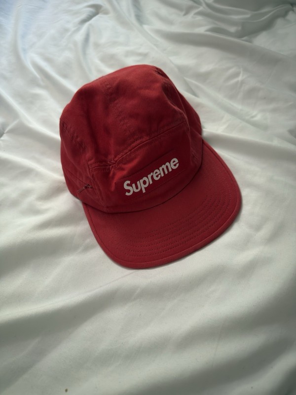 Red Supreme Box Logo Panel Hat EST 2017