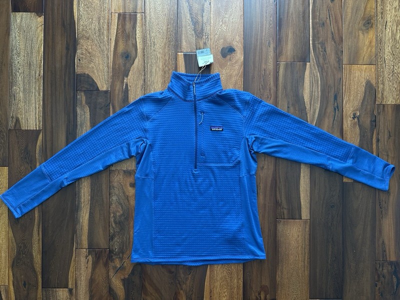 Patagonia Men’s R1 Pullover Aquatic Blue Polartec Grid Half Zip Sz Medium