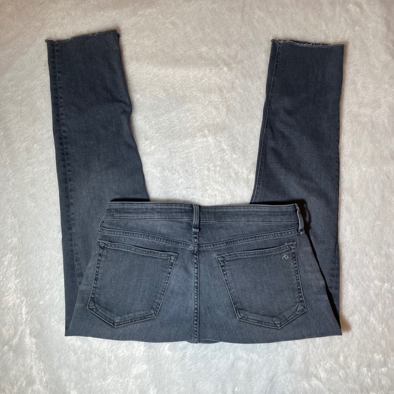 Rag & Bone Dre Low-Rise Ankle Slim Boyfriend Jeans Universe Black 28 Raw Hem gallery