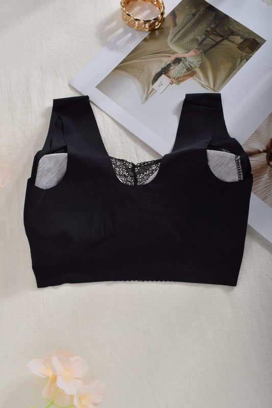 Floral Lace Wireless Full Coverage Bra Wide Strap Plus Size Comfort Bralette gallery