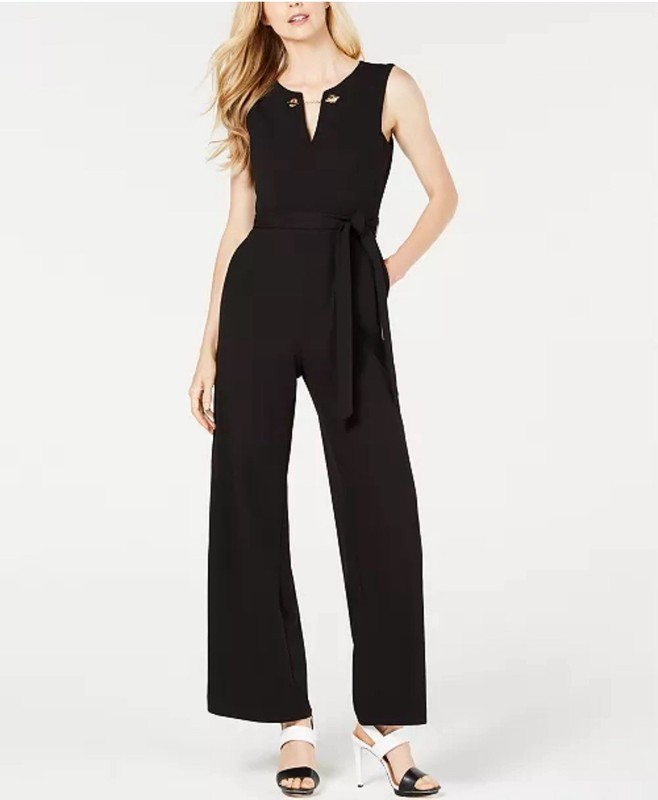 Calvin Klein Royal Blue Belted Toggle-Chain Jumpsuit