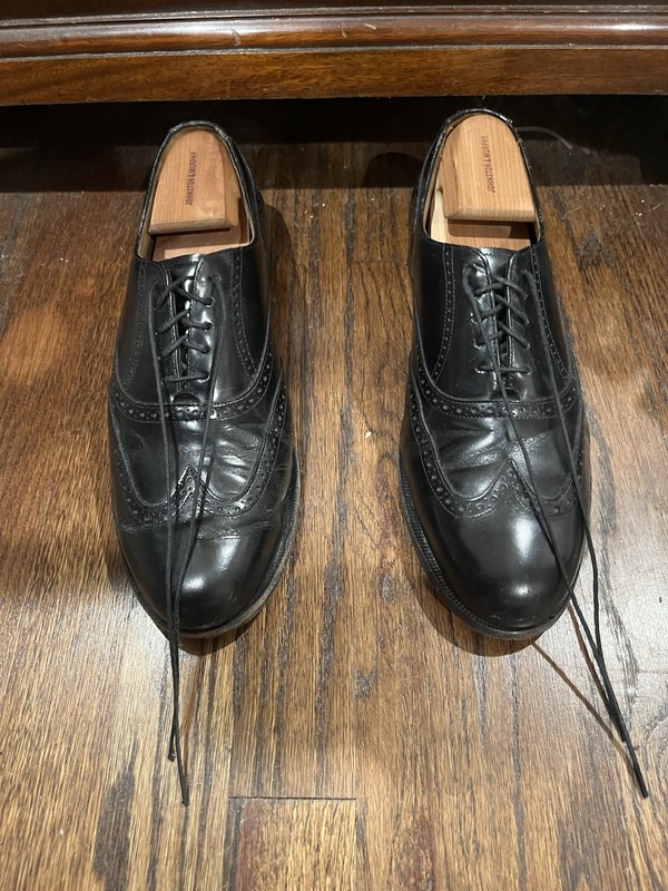COLE HAAN Mens Casual Dress Shoes Black Leather Wingtip Oxfords Sz Size 9.5
