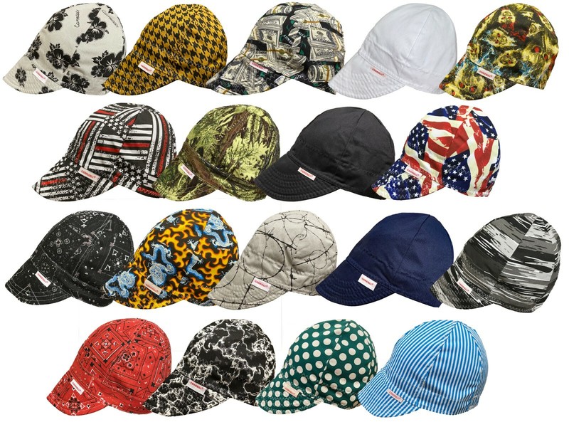 NWT Welding Welders Hat Comeaux Caps RANDOM Print Reversible 2000 Sized cotton