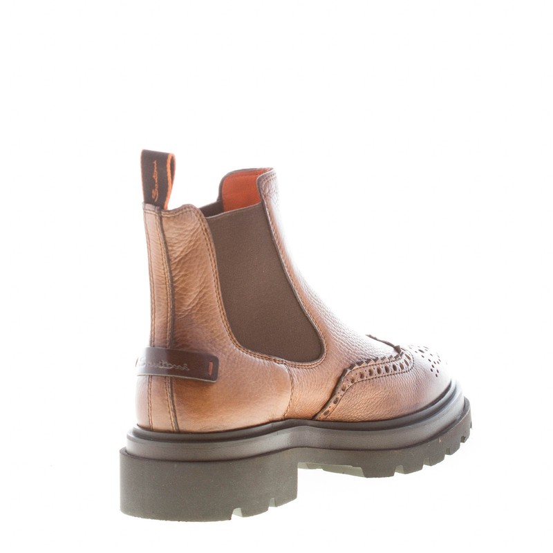 SANTONI men's shoes Chelsea ankle boot hammered leather brown gradient gallery