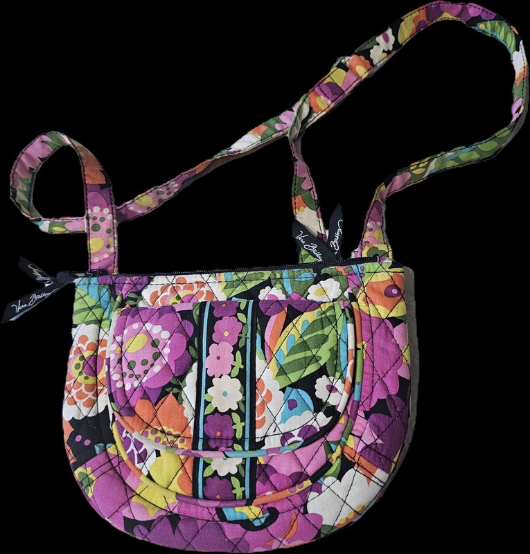 Vera Bradley Crescent Crossbody Bag Floral Multicolor Zip Inner Pockets Medium