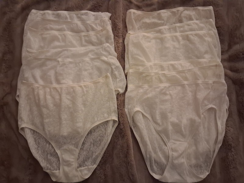 3-Pair Ivory Vanity Fair All Over Lace Hi-Cut Panties US Size 9 /EU 48
