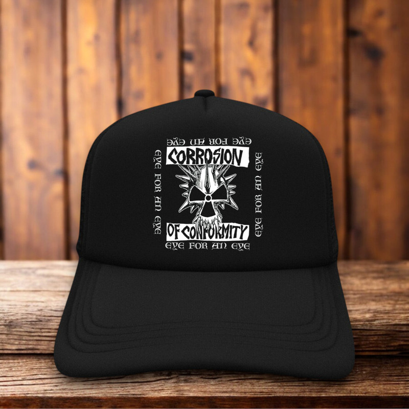 Corrosion Of Conformity Eye For An Eye Mens Trucker Hat Black 80s Heavy Metal