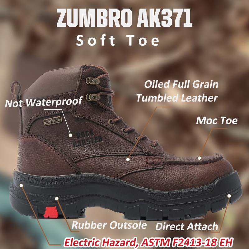 Wide Soft Toe Work Boots for Men, Oiled Leather 6 inch Durable Wide Duty Shoes