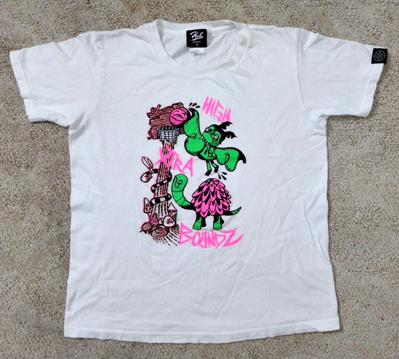 HXB Japan BASKETBALL T-SHIRT Men Small NEON Graffiti Psychedelic MUSHROOM Skate