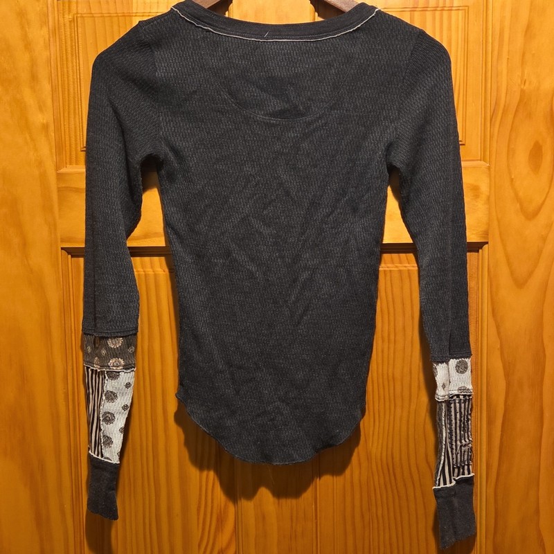 We The Free People Patchwork Railroad Thermal Henley XS gallery