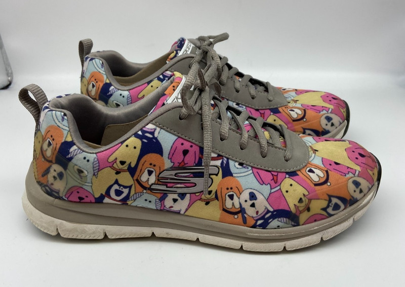 SKECHERS Shoes Sz 10 DOG PRINT SLIP RESISTANT COMFORT FLEX SR HC WORK gallery