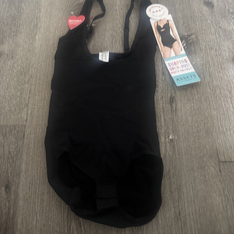 ASSETS by SPANX Remarkable Results Open Bust Panty Bodysuit Black Shapewear